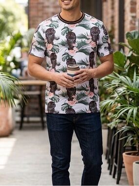 Sunrise Kingdom‎ Tropical Green&Pink Tigger Short Sleeve Tee